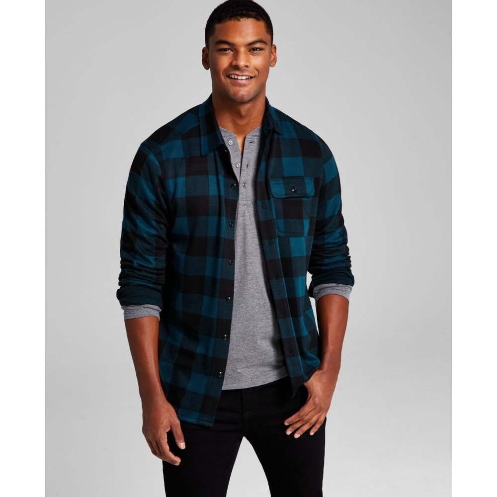 And‎ Now This Mens Plaid Long-Sleeve Button-up Shirt, Green, Size XXL, NWT